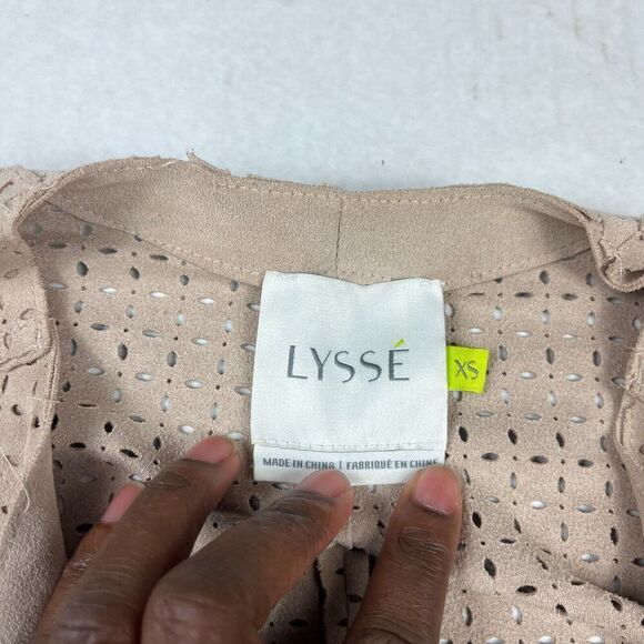 Lysse Womens Faux Suede Moto Jacket Beige Casual Chic Long Sleeve Open Front XS - Picture 4 of 10